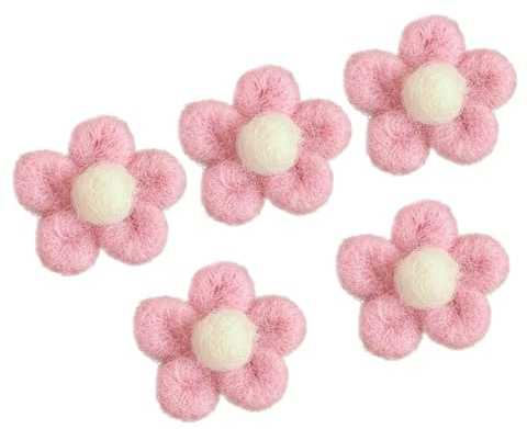 Kinderbrosche Blume 5 Stück Filz Broschen für Kleidung | Kleiderdekoration für Kleider und Taschen, Brosche Rosa und Brosche Grün, Korsage im Schlichten Stil
