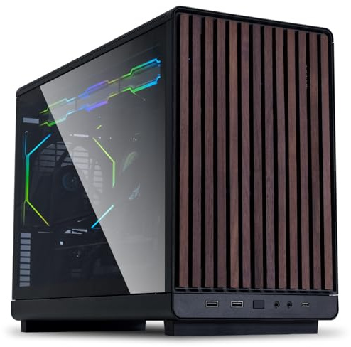 Lian Li DAN Cases A3-mATX Wood Edition PC-Gehäuse, Micro-ATX, Tempered Glass, Walnuss-Holz, schwarz