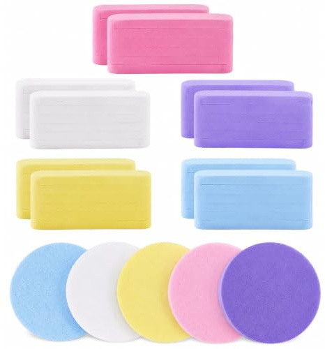 60 Pcs Facial Sponges, Compressed Face Cleansing Sponge Cellulose Face Sponge for Women Exfoliating Massage Makeup Removal (Multicolour)