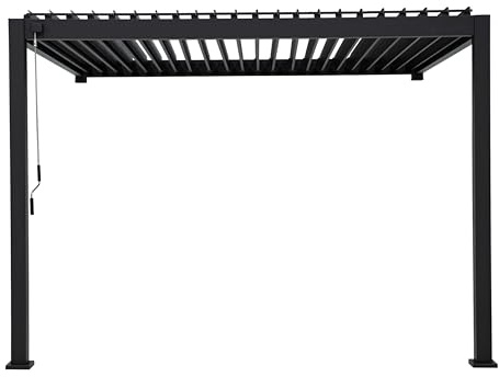 Green Spirit Lamellendach Pergola Mirador Classic 3x4 Wandmontage - Anthrazit, Aluminium, 300x400x250 cm - Lamellen Pavillon, Garten Terrassen Überdachung
