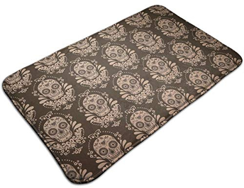 Resistente Tapete Gráficos artísticos sin Costuras de Calaveras Duradera Alfombrilla de WC 60×40cm para Entrada,Cocina,Exterior,Cuarto de Baño