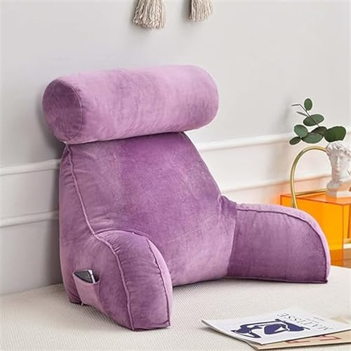 Almohada de lectura ergonómica con reposabrazos, cojín portátil para cuello y brazos, comodidad para sofá, cama y silla, ideal para relajarse (morado, 75 x 40 x 40 cm)