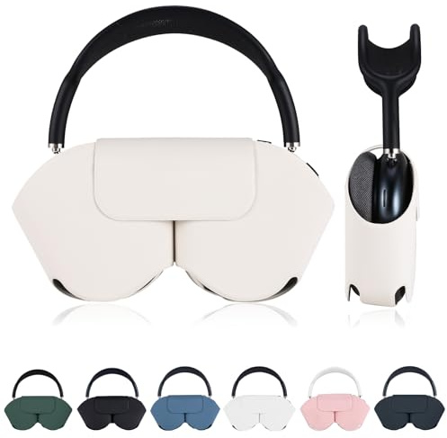 Lukvcoe Smart fodral skal för Apple AirPods Max hörlurar, kompatibelt fodral med sovläge med AirPod Max reptåligt och dammskydd, resefodral (beige)