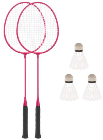 rongweiwang Raquettes de Badminton avec Grip Professionnel en Alliage, idéales pour Jouer en Famille Entre Amis. Volants Nylon pour Jeux de Plein air. Faciles à Transporter, Rose, 67 cm