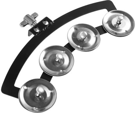 PRETYZOOM Militär Tamburin mit 8 Silbernen Schellen Trommel Handglocke aus Robustem Metall für Anfänger Percussion Instrument für Schlagzeug Handpercussion bei Auftritten