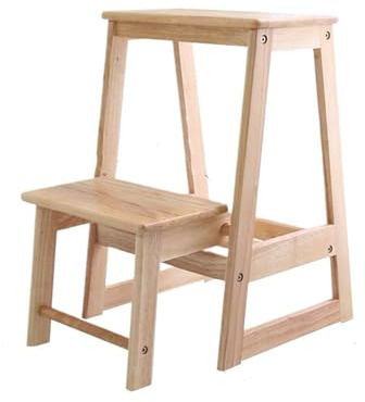Lkvent Taburete Taburete de Escalera Plegable de Madera Maciza, Banco de Escalera, reposapiés Multifuncional for el hogar, Adecuado for Subir, almacenar y Descansar. Plegable(Two Layers)