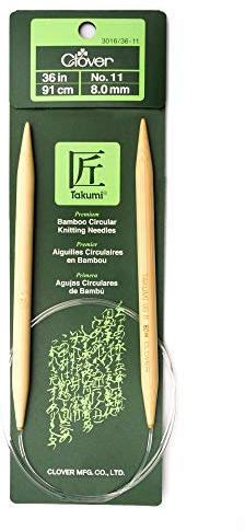 Clover Takumi Bamboo Circular 36-Inch Knitting Needles, Size 11