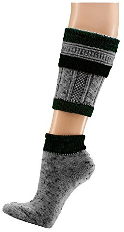 Wadenwärmer Trachtenstrümpfe Trachtensocken Trachten Grau/Grün Loferl