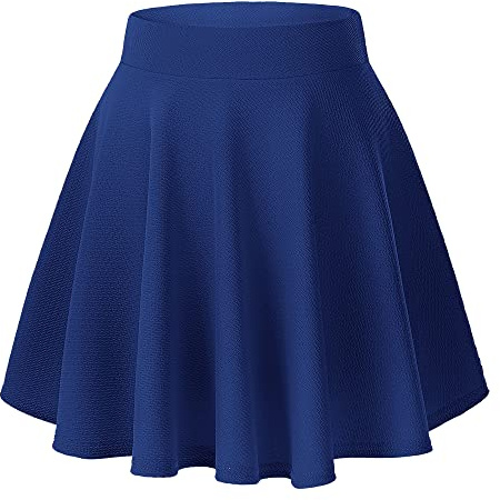 Urban CoCo Women's Basic Versatile Stretchy Flared Casual Mini Skater Skirt (X-Large, Royal Blue)