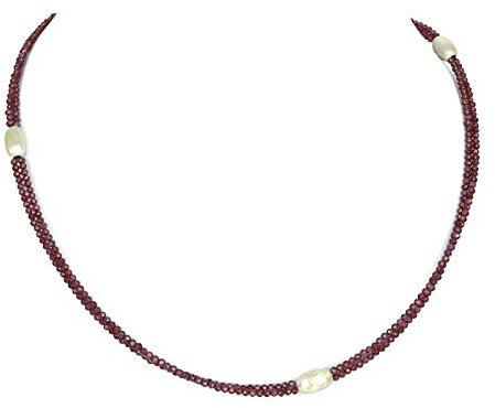 Granat/Rhodolith doppelreihige Kette Collier