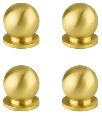 Tiazza 4 Stück Runde massivem Messing Knöpfe antike Schublade kleinen Griff modernen minimalistischen zieht (Gold)