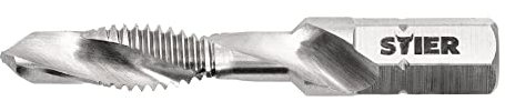 STIER Kombigewindebohrer Bit M6 DIN 3126 HSS-G 1/4-Sechskant rechtsschneidend Sechskantschaft Gewindeschneider Einschnittgewindebohrer Durchgangsloch