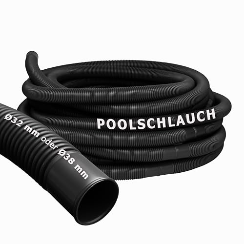 Pondlife Poolschlauch 38 mm - Solarschlauch für Pool & Schwimmbad, 3 m, Schwarz, UV- & Chlorbeständig, Tritt- und Knickfest, Trennmuffen alle 1,5 m, für Solarheizung, Filteranlage & Poolsauger