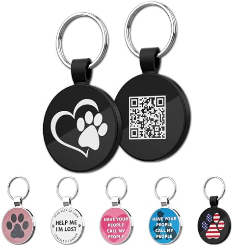 MYLUCKYTAG QR Code Pet ID Tags Dog Tags - Online Pet Profile - Scan QR Receive Instant Pet Location Alert Email