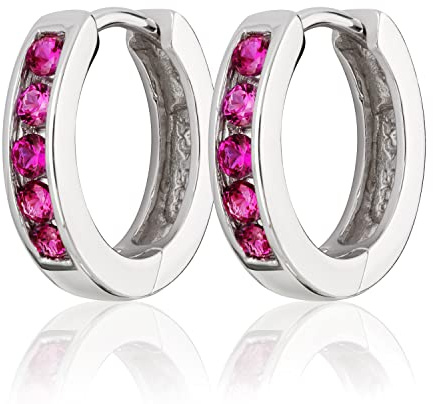 NKlaus Paar Ø 14mm 925 Sterling Silber Klappcreolen Rose Zirkonia Ohrringe rhodiniert 2123
