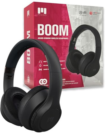 MIIEGO Boom Bluetooth Kopfhörer - Kabellose Over-Ear Headphones - Waschbare Ohrpolster - Perfekter Sound & Lange Akkulaufzeit - Black in Black