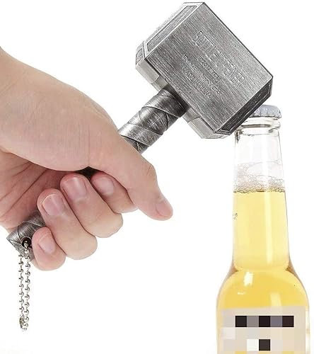 Norhogo Beer Bottle Opener, Thor's Hammer Shape, Perfect for Bar and Home Use, End Game & Infinity War Gift, Creative Accessories (Silver)
