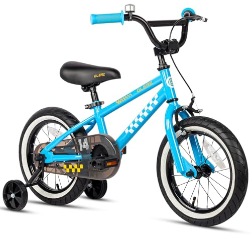 Glerc NuNu Kids Bike, 12 Inch Boys Bike for 2-4 Years Old Children, BMX Style Toddler Bicycle with Training Wheels & Coaster Brake, Blue