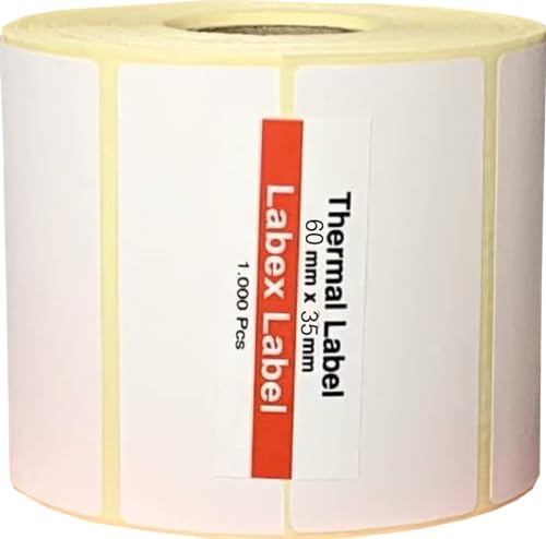 Etichette termiche dirette 60x35 mm - 1 Rotolo (1000 etichette termiche adesive) compatibili Zebra GK420T, ideali per codici a barre, spedizioni e magazzino - Labex Label