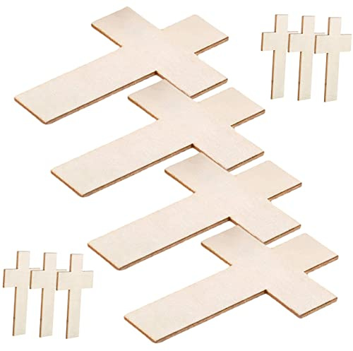 COHEALI 50 Stück Unfertiges Holzkreuz Wandkreuzverzierung Holzkreuze Zum Basteln Holzanhänger Zum Basteln Osterkreuzstücke Kreuzornamente Für Die Kirche Aushöhlen Kind Holzplatte Pappel