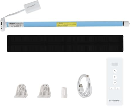 YoumiAi Motoriserad Rullgardinmotor för 17/25/28 mm Rör, Intelligent Persiennmotor, Automatisk Gardinöppnare App/Språk, Tuya Zigbee-Hub Krävs (+ Solpanel, 9 Vägs Fjärrkontroll)