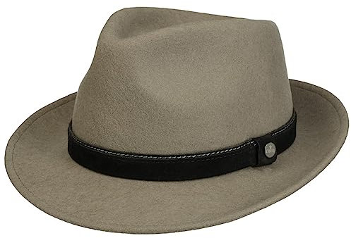 LIERYS Hillsdale Bogart Wollhut Fedora Wasserabweisend Atmungsaktiv Made in EU Herren Winter grau M (56-57 cm)