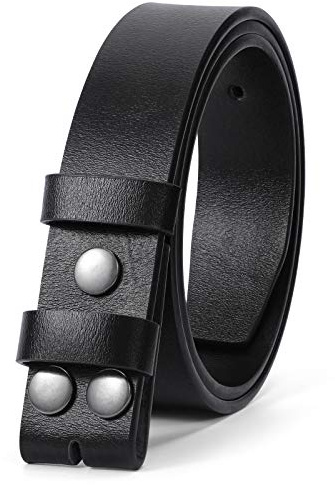 WERFORU Men's Faux Leather Belt Strap Without Buckle Replacement Snap Leather Business Belt Strap 1.5 Inch Wide Black 28 - 33