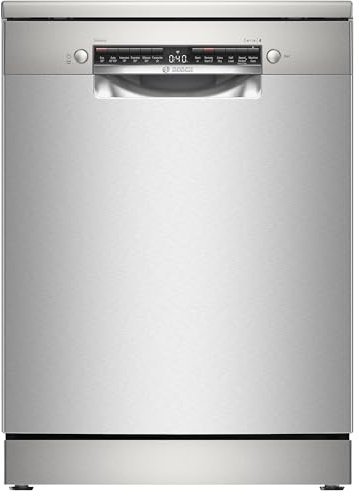 Bosch SMS4EKI06G Series 4, Free-Standing Dishwasher 60 cm, B Energy Rated, 13 Place Settings, 9 Litre, ExtraDry, Silence Plus 42dB Quiet,Rackmatic Adjustable Basket, Silver Inox
