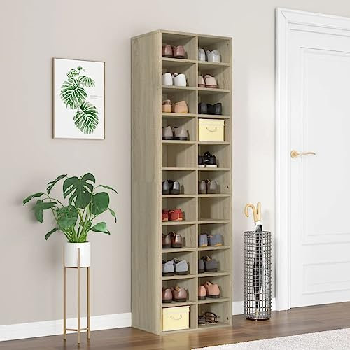 DYRJDJWIDHW schuhablage,schmales Regal,schuhaufbewahrung,Schuhschrank Sonoma-Eiche 54x34x183 cm HolzwerkstoffFür Türöffnungen, Korridore