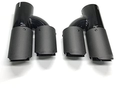 Auto Auspuffblende 2PCS Universal H Stil Dual Matt Carbon Auspuff Spitze Hinten Schalldämpfer Auspuffrohr Auspuff Spitze Für Benz Auto Auspuff Endrohr(60 IN-89 Out)