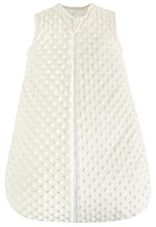david's kids Fleece Baby Sleep Sack 0-6 Months, 2.5 Tog Minky Warm Winter Baby Wearable Blanket with Plush Dots and 2-Way Zipper, Cotton Inner Lining Sleeping Bags for Boys Girls, Small Size, Cream