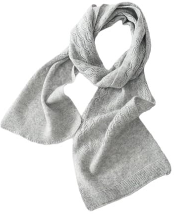 Kaschmir-Schal für Damen, Kaschmir, gestrickt, einfarbig, Wickelschal, Hellgrau 9, One size