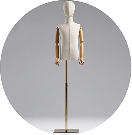 RAABYU Schaufensterpuppe, alte Halbkörper-Schaufensterpuppe, 104 – 157 cm, höhenverstellbar, Kleiderständer mit Kopf, Stabiler Metallsockel, 4 Modelle