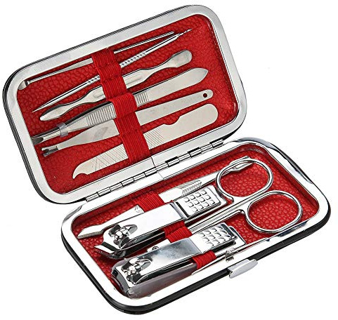 Juego de Manicura, Kit de Viaje para Uñas, Juego de Cortaúñas de Acero Inoxidable, Juego de 10 Tijeras para Lima de Uñas, Herramienta de Manicura y Pedicura