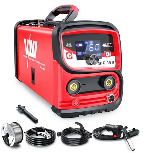 VECTOR WELDING Machine à souder MIG sans gaz 160 A, Machine à souder MIG/MMA sans gaz pour débutants, Machine à souder à onduleur IGBT avec affichage LED, Soudeuse Mig Mag portable avec fil