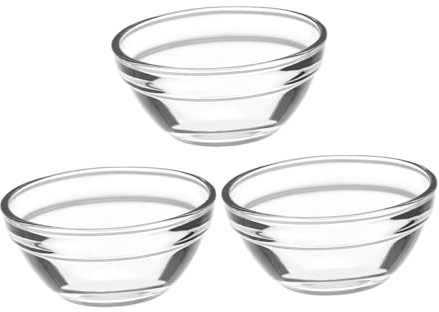 CONGARTENO Juego de 3 Tazones de Vidrio para Pudín Redondos, Portátiles y Ligeros Diseño Claro y Decorativo, Ideales para Postres y Helados Caseros