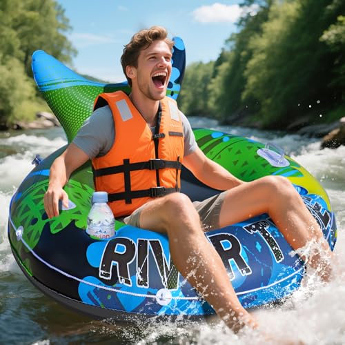 DeeprBlu Gonfiabili Piscina Adulti Resistente, Gonfiabili Mare Grandi XL, Ciambella Gonfiabile con Porta-bevande e Porta-telefono, Materassino Piscinas Adulti per Rafting su Fiume, Poltrona Piscinas
