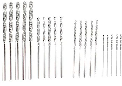 Joskeijky Set di punte diamantate, 20 pezzi, 4 misure, 1 mm, 1,5 mm, 2 mm, 2,5 mm, punta attorcigliata, spiaggia, mare, conchiglie in vetro, pietre preziose lapidarie
