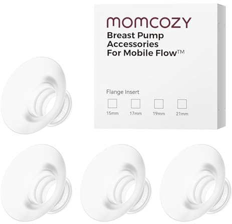 Momcozy Mobile Flow | M9 Upgrade 19mm Flange Insert, Original Mobile Flow | M9 Upgrade Breast Pump Replacement Accessories, 4PC (19mm)