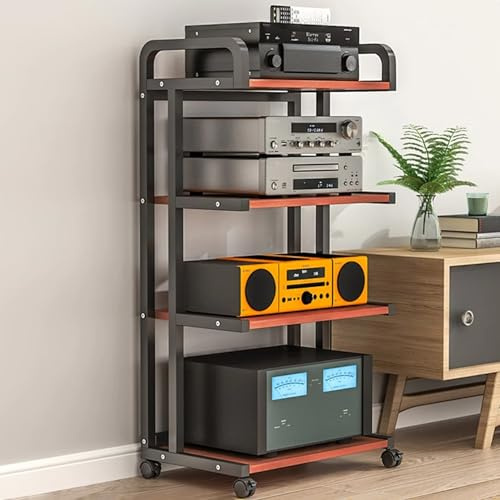 Mobile Stereo hi fi rack,Mobile Hifi Audio Video Rack,Mobiletto TV 3/4/5-Level,Mobiletto Portaoggetti Multimediale,Mobile Porta CD Mobile Rack Ripiano AV Componenti Scaffale,for Ufficio Soggiorno(Blac