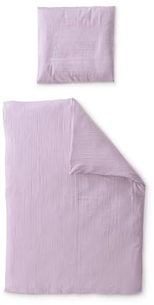 Ehrenkind® Bettwäsche-Set Musselin | 100% Bio-Baumwolle | Standard 100 by Oeko-TEX | 200x135cm + 80x80cm Flieder | Bettwäsche 135x200