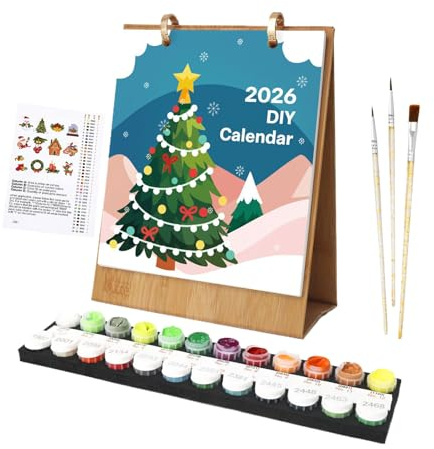 Calendario 'Avvento - Calendario 2026 Pittura Ufficio | Pianificatore di forniture artistiche per Casa, Insegnante, Sala, Adolescente, Famiglia, Frigo e Scuola