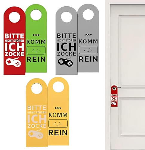 JUGUTA 3 Stück Doppelseitiges Schild Bitte Nicht Stören, Ich Zocke Oder Komm Rein,Türanhänger Aus Filz Und Komm Rein Schild Türanhänger Gamer Zimmer Deko, Gamer Geschenk, Teenager Jungen Geschenk