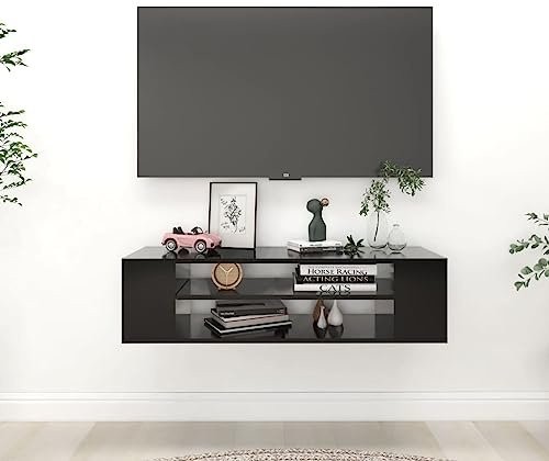 Genérico Mueble de TV Colgante Madera contrachapada Negro 100x30x26,5 cm,Mobiliario,Muebles TV,806230