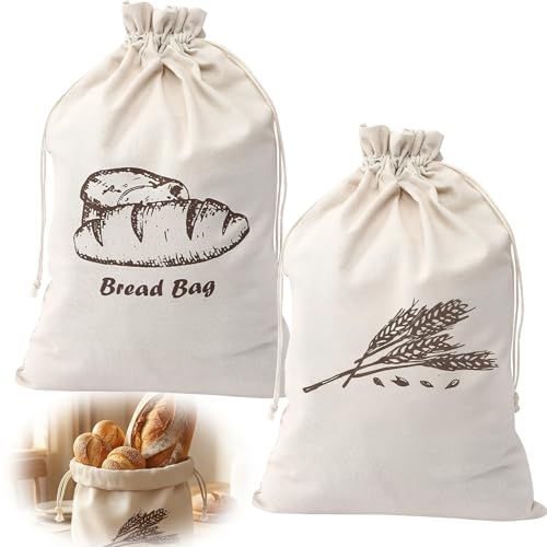 2PCS 45x30cm Bread Bags for Homemade Bread Reusable Linen Bags