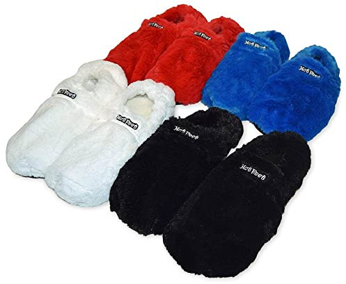 mikamax Hot Feet Deluxe – Warme Füße – Wärmehausschuhe – Mikrowellen Hausschuhe – Weiß – Lavendelduft – Einheitsgröße