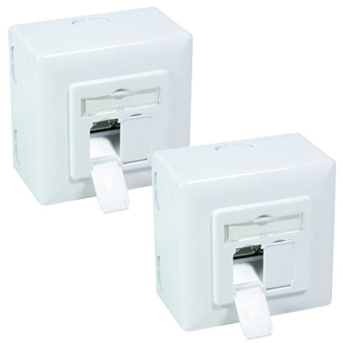 BIGtec 2 Stück Netzwerkdose CAT6 universal LAN Dose Kombidose Aufputz oder Unterputz Gigabit Netzwerk Datendose RAL9003 weiß für Verlegekabel Cat5 Cat5e Cat6a Cat7 Cat7a CAT8