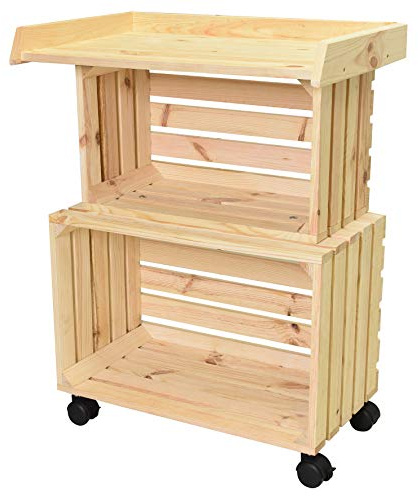 WAGNER GrowFAMILY - Mobiler Pflanztisch GrowTABLE - Nadelholz, Massivholz FSC®, Natur, 80 x 60 x 40 cm, 4 Rollen, 2 Feststeller, platzsparend verstaubar, vielseitig einsetzbar - 25026001