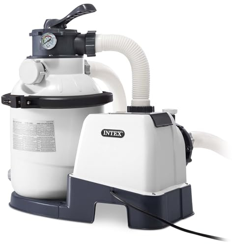 INTEX 1,500 GPH Krystal Clear Sand Filter Pump for Above Ground Pools, Swimming Pool Pump with Automatic Timer - Improved Circulation, Filtration, & Clarity