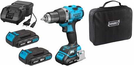 Hazet 9230-2/4 Akku-Bohrmaschinen-Satz | 4-teilig, Akku-Bohrschrauber in Kunststoffkoffer | inkl. Schnell-Ladegerät, 2 Li-Ionen-Akku 18 V, 2 Ah